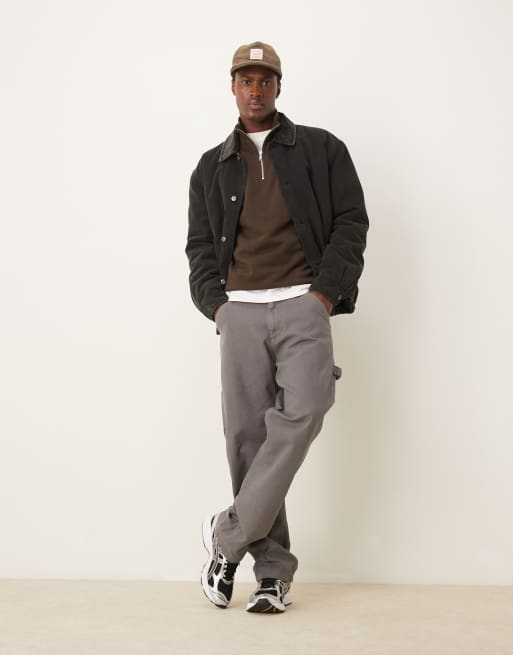 New Look 1/4 zip funnel neck jumper in dark brown, 3 of 4