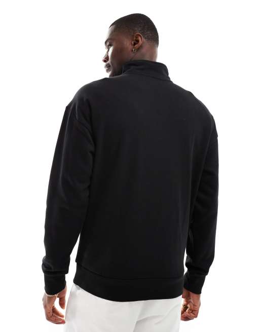 New Look 1/4 zip funnel neck sweat in black, 3 of 4