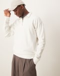 [New Look] New Look 1/4 zip funnel neck sweat in off white 2XL Off white