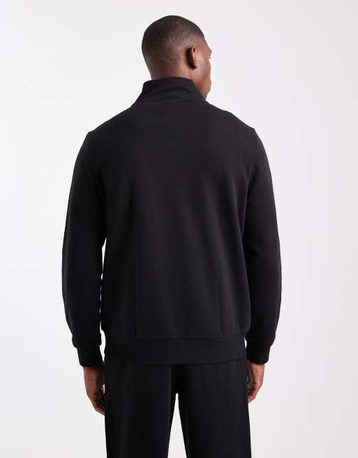 New Look 1/4 zip funnel neck sweatshirt in black 300gsm, 3 of 5