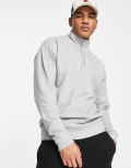 [New Look] New Look 1/4 zip funnel neck sweatshirt in grey XL Grey niu