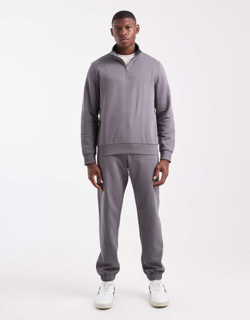 New Look 1/4 zip funnel neck sweatshirt in mid grey 300gsm, 2 of 5