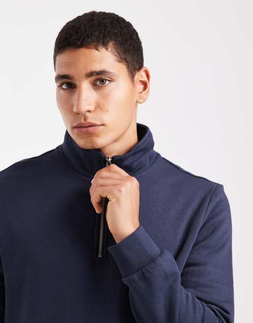 New Look 1/4 zip funnel neck sweatshirt in navy, 5 of 5