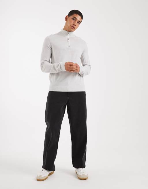 New Look 1/4 zip jumper in grey marl, 2 of 5