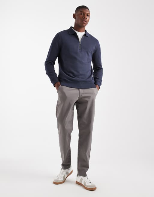 New Look 1/4 zip polo sweatshirt in navy, 2 of 5