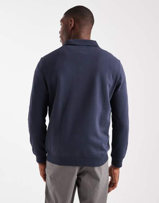 New Look 1/4 zip polo sweatshirt in navy, 3 of 5