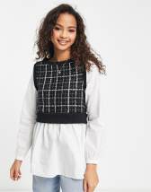 ASOS DESIGN 2 in 1 roll neck mini dress with shirt underlay in