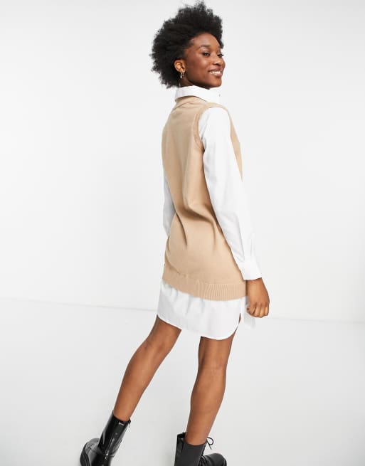 New Look – 2-in-1-Hemdkleid aus Strick in Camel, 2 von 4
