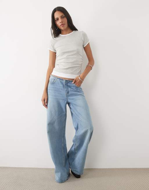New Look 2 in 1 ruched side baby tee in grey marl, 2 of 4