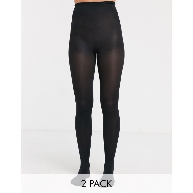 New Look 2 pack 80 denier thermal tights in black