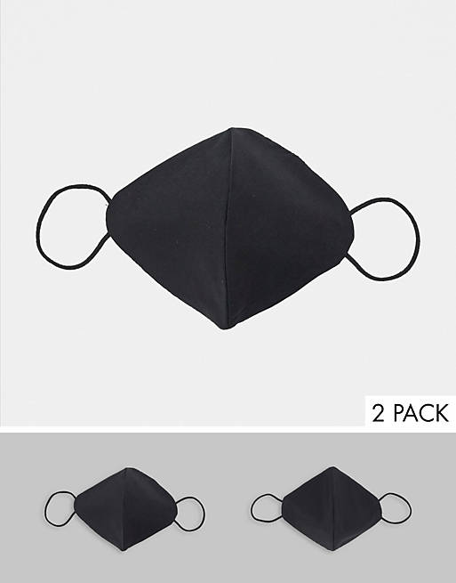 New Look 2 pack face masks in black