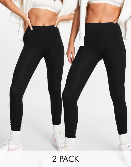 New Look 2 pack leggings in black