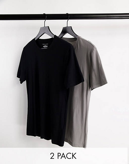 New Look 2 pack muscle fit t-shirt in multi