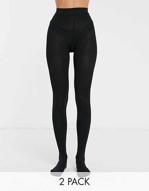 New Look 2 pack premium 200 denier tights in black