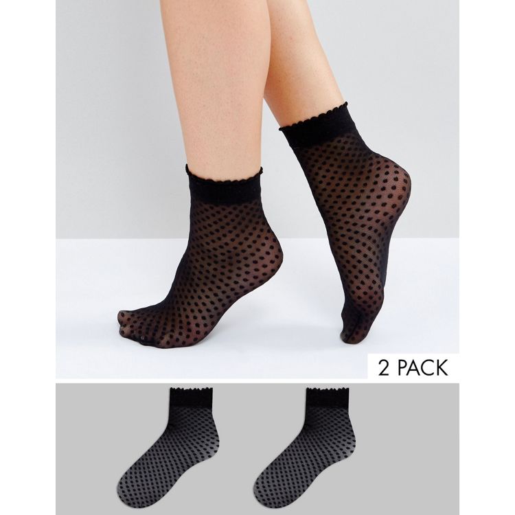 2-pack mesh socks - Black - Ladies