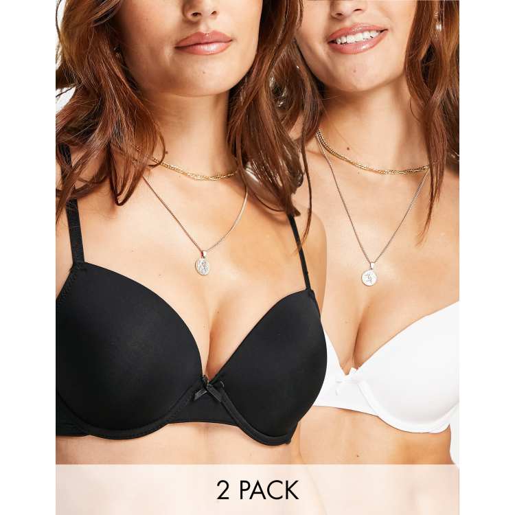 New Look 2 Pack Black Plain and Spot Underwired T-Shirt Bras