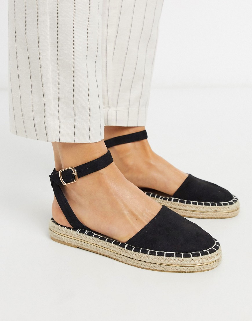 New Look 2 part espadrille flat shoes in black