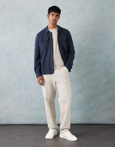 New Look - 3-delige co-ord set met joggingbroek, poloshirt en overhemd in marineblauw - view 1