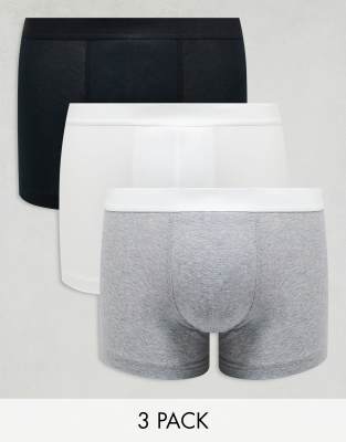 New Look 3 pack boxers in grey, black & white | ASOS