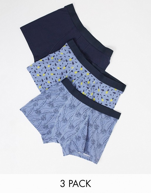 New Look 3 pack boxers with tropical print