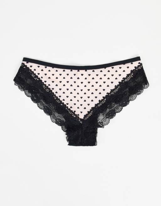 New Look 3 pack brazilian briefs in heart print