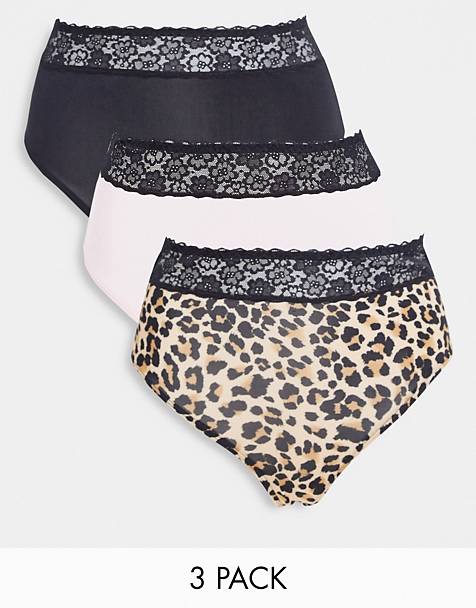Girl 5 Pk Briefs in Multi Colours with Animal Print detail 