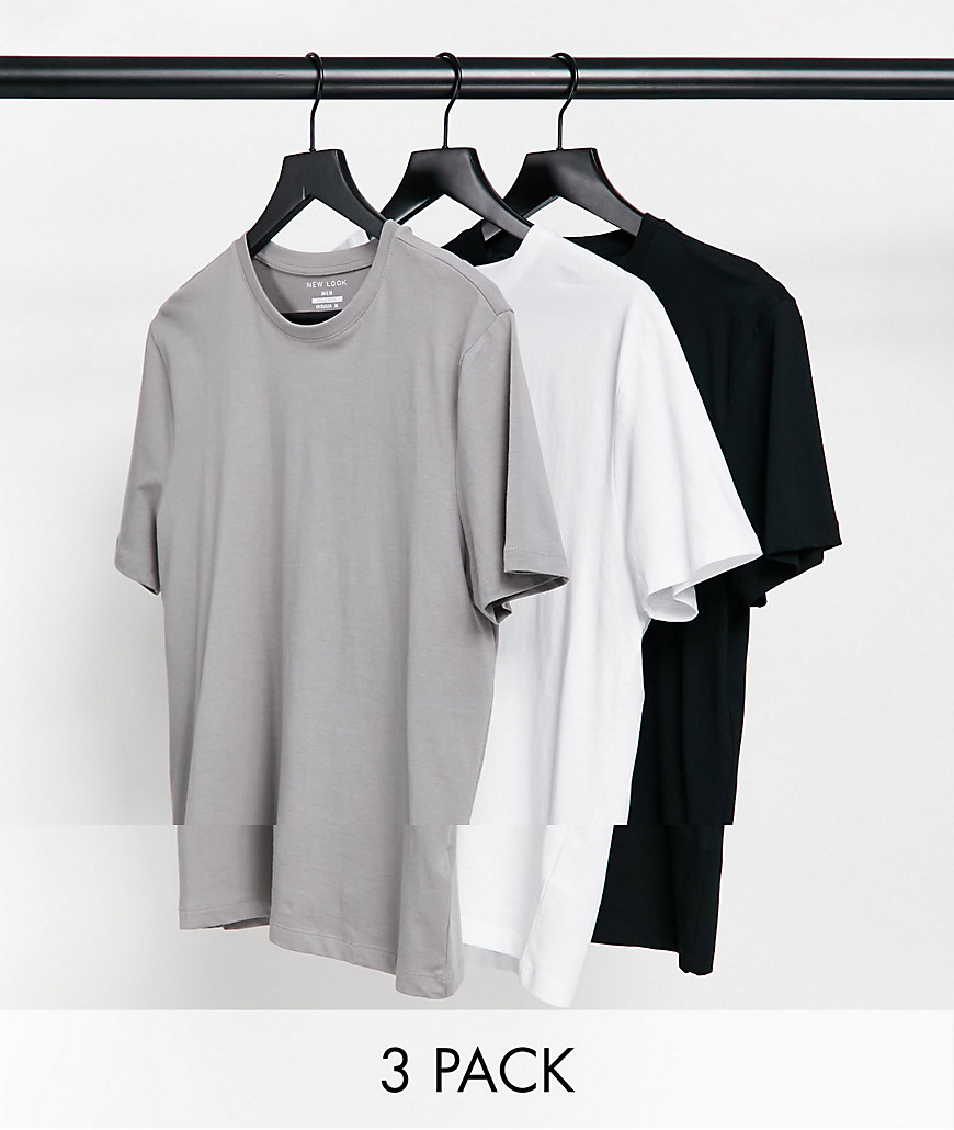 New Look 3-pack crew neck T-shirts in multi