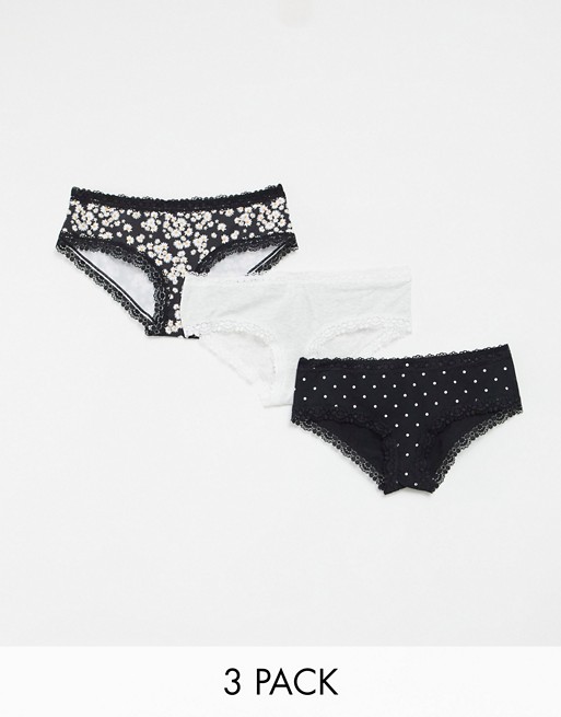 New Look 3 pack lace short in animal print