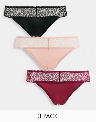 New Look 3 pack lace thongs in multi