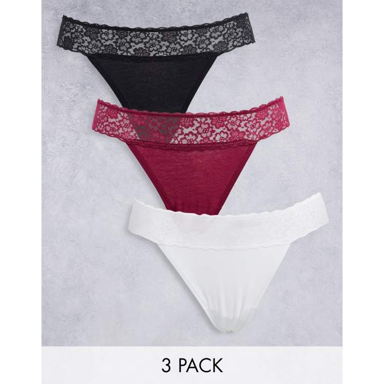 New Look 3 pack lace thongs in multi