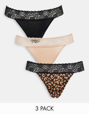 PRIMARK G-STRING T-BACK THONGS 3 PACK KNICKERS