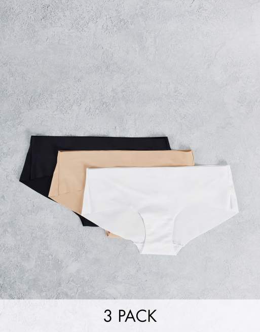 3 Pack White No VPL Short Knickers