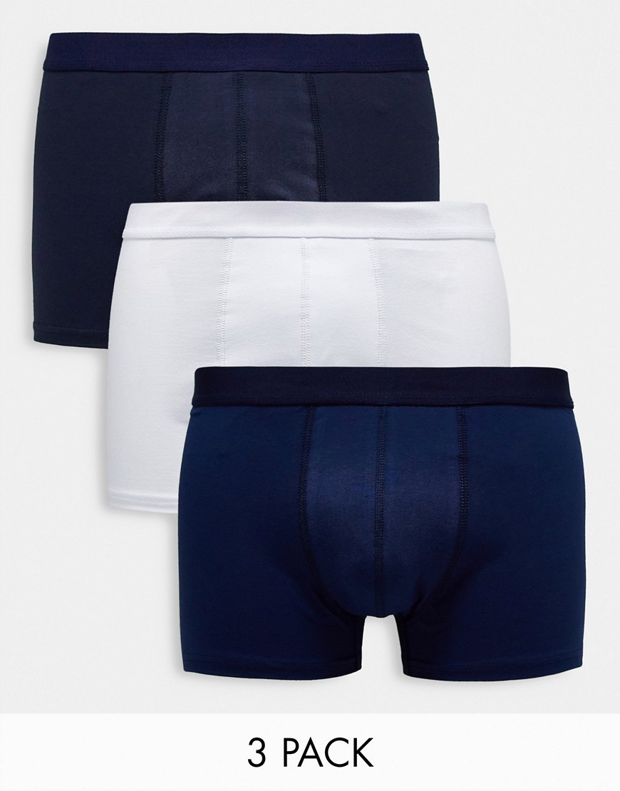 New Look 3 pack of boxers in black, white & gray-Navy