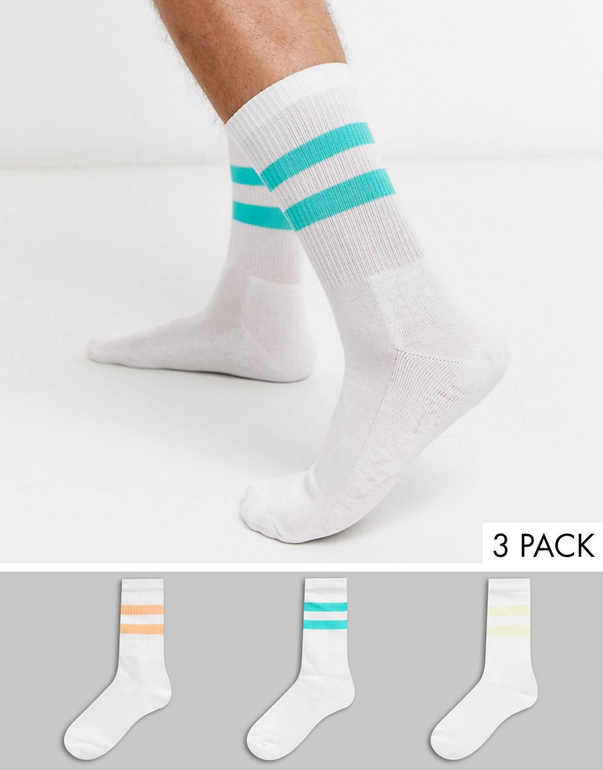 New Look – 3-pack pastellfärgade strumpor-Vit
