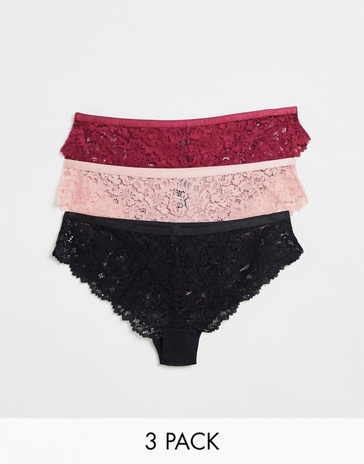 New Look 3 pack shiny band lace shorts