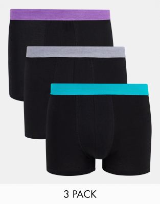 New Look New Look 3 pack trunks with coloured waistband in multi