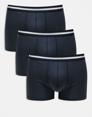 New Look 3 pack waist stripe boxers in navy