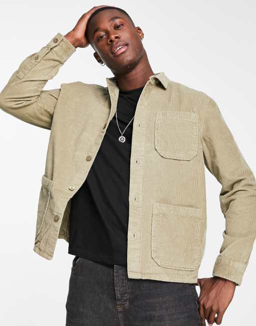 New Look 3 pocket cord overshirt in ecru | ASOS