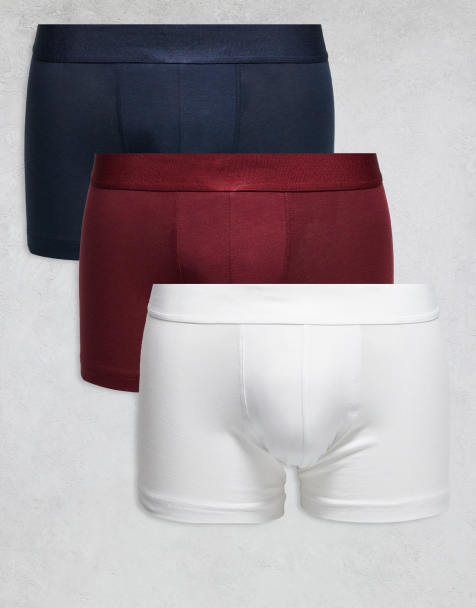 New Look – 3er-Pack Boxershorts in Weiß, Marineblau und Burgunderrot - view 1