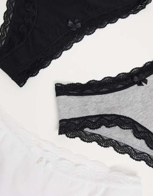 New Look – 3er-Pack brasilianische Slips mit Spitzenbesatz und Blümchenprint, 3 von 4