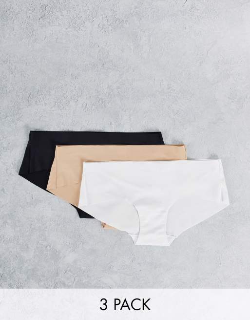 New Look – 3er-Pack kaum sichtbare Shortsslips in mehreren Farben