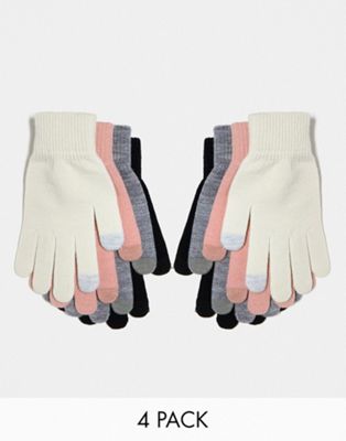 New Look 4 pack magic gloves in black and grey