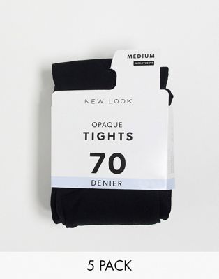 New Look 3 pack 70 denier tights in black