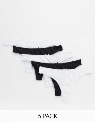 New Look 5-pack cotton thongs in black 