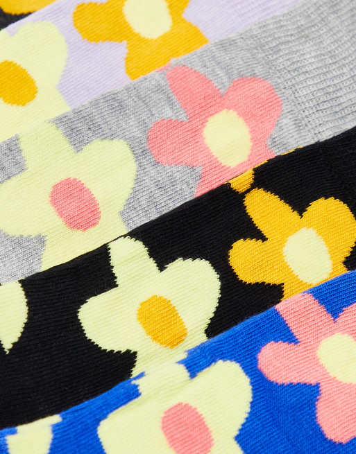 New Look 5 pack of floral socks in multi