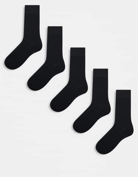 New Look 5 pack plain socks in black - view 1