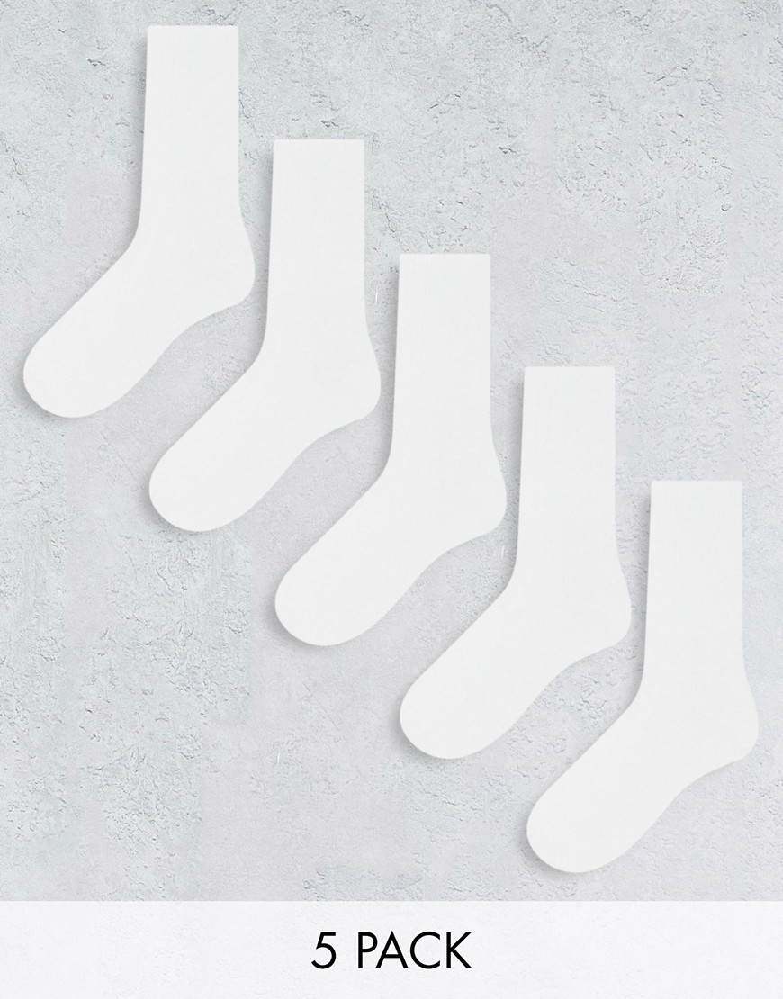 New Look 5-pack ribbed socks in white