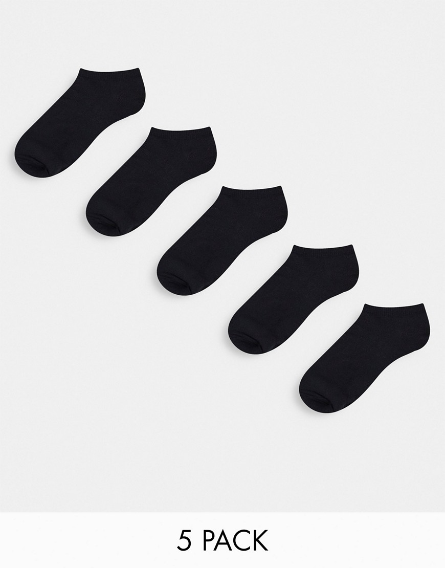 NEW LOOK 5-PACK SNEAKER LINER SOCKS IN BLACK