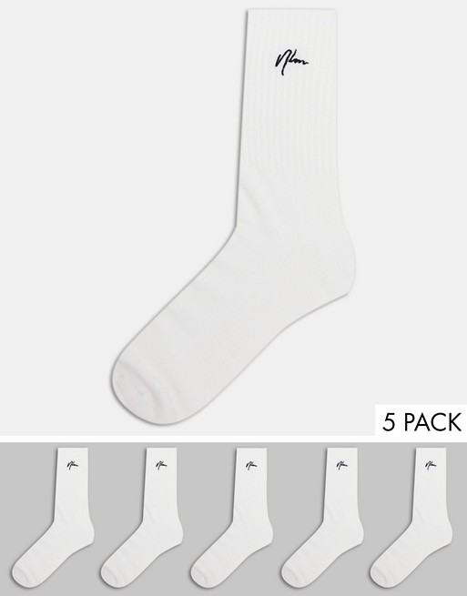 New Look 5 pack socks with embroidered NLM in white
