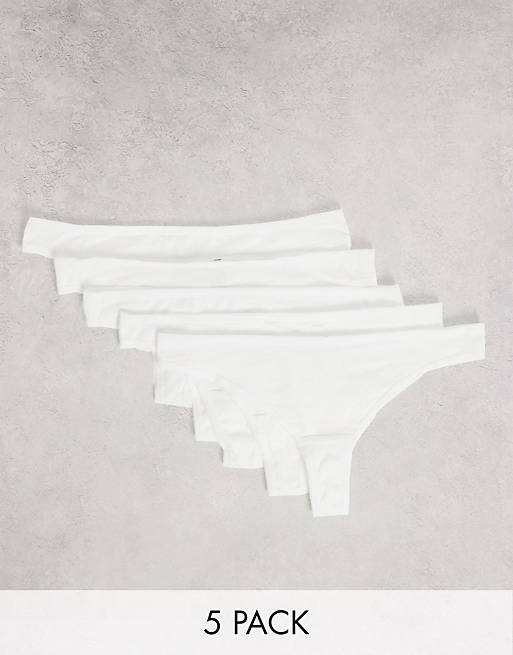 New Look 5 pack thong set in white